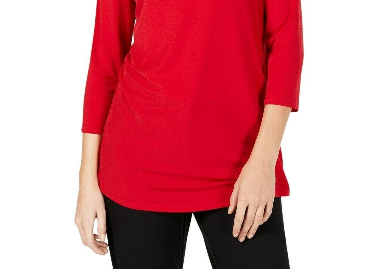 JM Collection Women's Embellished Cold-Shoulder Top Red Size Large