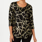 JM Collection Women's Printed T-Shirt Black Size X-Small