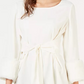 Karen Scott Women's Holiday Petite Long-Sleeve Studded Top Beige Size Extra Large