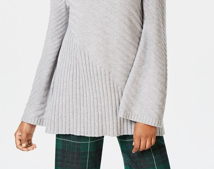 Charter Club Women's Mixed-Stitch Mock-Neck Sweater Gray Size Small