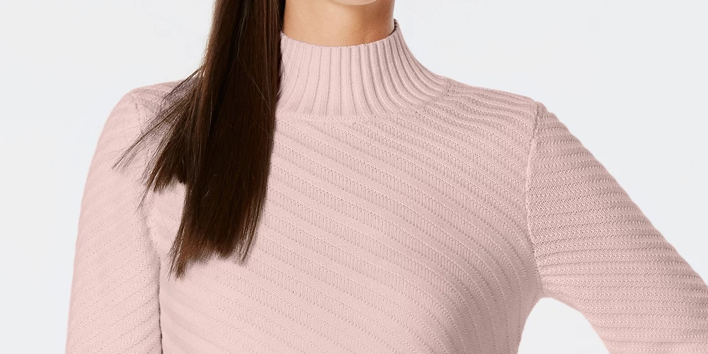 Charter Club Women's Mixed-Stitch Mock-Neck Sweater Gray Size X-Small