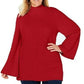 Charter Club Women's Patterned Mock Turtleneck Sweater Red Size Petite Medium