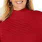 Charter Club Women's Patterned Mock Turtleneck Sweater Red Size Petite Medium