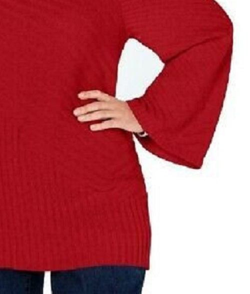 Charter Club Women's Patterned Mock Turtleneck Sweater Red Size Petite Medium