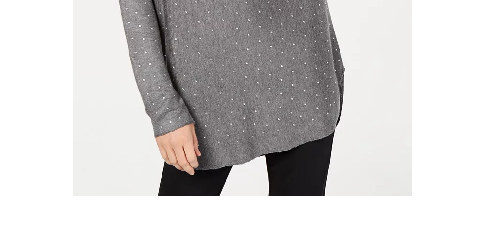 INC International Concepts Women's Embellished Shirttail Sweater Gray Size X-Small