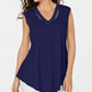 JM Collection Women's Embellished Cutout Tank Top Blue Size Small