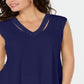 JM Collection Women's Embellished Cutout Tank Top Blue Size Small