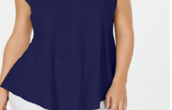 JM Collection Women's Embellished Cutout Tank Top Blue Size Small