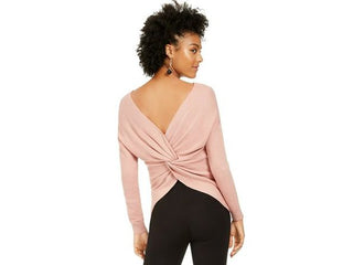 Bar III Women's Wear 2 Ways Twist Sweater Pink Size Medium