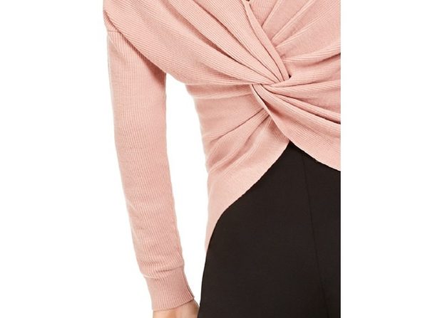 Bar III Women's Wear 2 Ways Twist Sweater Pink Size Medium