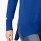 Maison Jules Women's Cotton V Neck Tunic Sweater Blue Size Medium