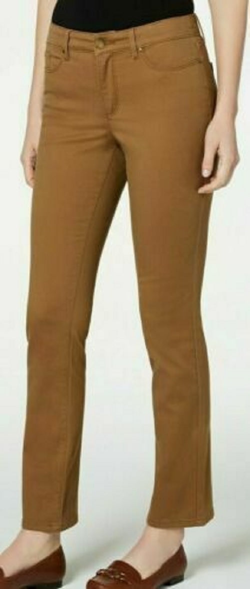 Charter Club Women's Petite Lexington Straight-Leg Jeans Brown Size 10 P
