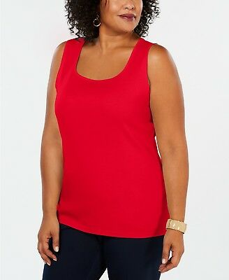 Karen Scott Women's Square Neck Tank Top Red Size Small