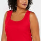 Karen Scott Women's Square Neck Tank Top Red Size Small