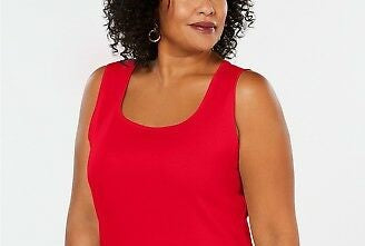 Karen Scott Women's Square Neck Tank Top Red Size Small