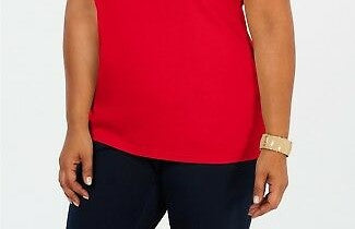 Karen Scott Women's Square Neck Tank Top Red Size Small
