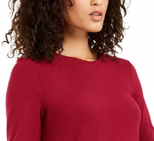 Alfani Women's Petite Striped Asymmetrical Tunic Wine Size Petite Small