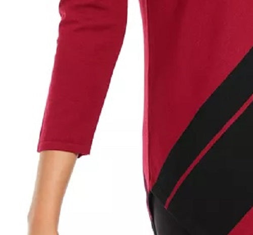 Alfani Women's Striped Asymmetrical Tunic Wine Size Petite Small