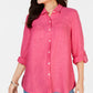 Charter Club Women's Linen Shirt  Pink Size X-Small
