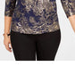 JM Collection Women's Jacquard Top Black Size Large