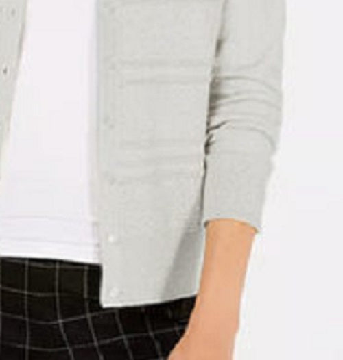 Charter Club Women's Textured Lurex Cardigan Sweater Gray Size X-Large