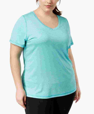 Ideology Women's Plus Size Striped T-Shirt Blue Size 2X