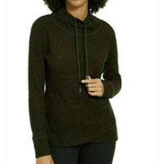 Ideology Women's Cowl-Neck Tulip-Hem Top Dark Green Size Small