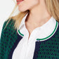 Charter Club Women's Petite Patterned Cardigan  Blue Size 44