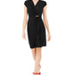 Charter Club Women's Knit Cap Sleeve Crossover Dress Black Size Large