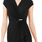 Charter Club Women's Knit Cap Sleeve Crossover Dress Black Size Large