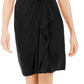 Charter Club Women's Knit Cap Sleeve Crossover Dress Black Size Large