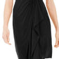 Charter Club Women's Knit Cap-Sleeve Crossover Dress Black Size Medium