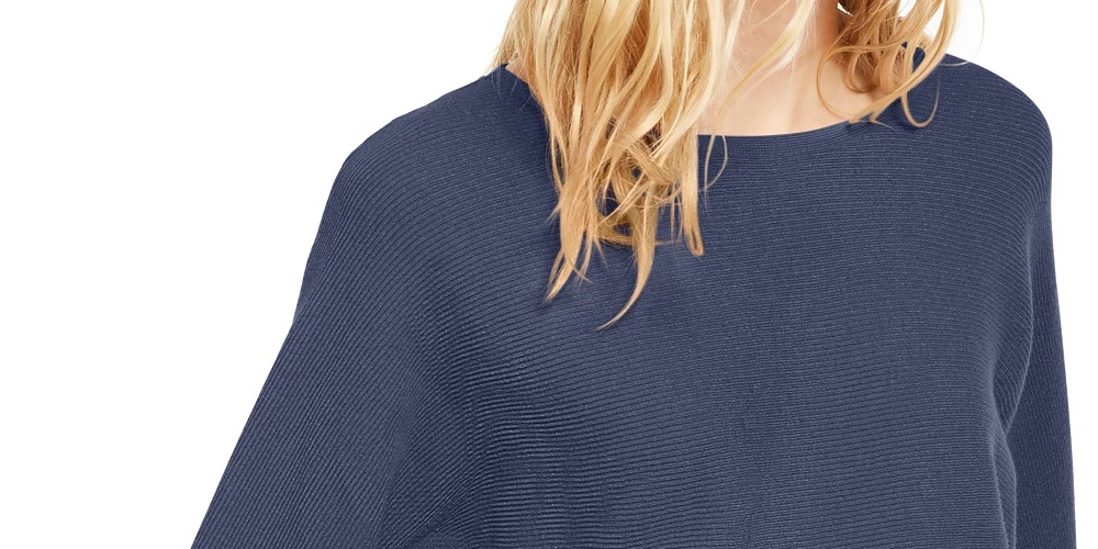 INC International Concepts Women's Dolman Sleeve Ribbed Knit Sweater Black Size Large