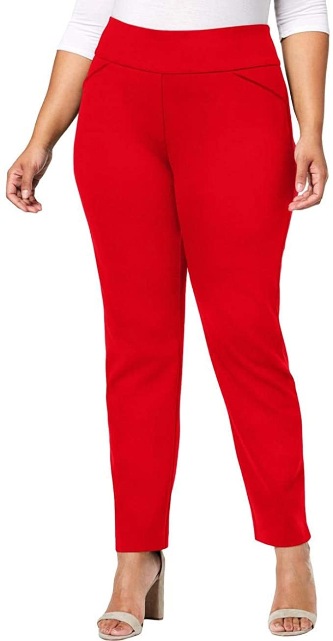 Charter Club Women's Cambridge Skinny Pull-On Tummy-Control Pants Wine Size 4