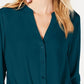 INC International Concepts Women's Twist Front Button Up Top Green Size Large
