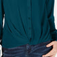 INC International Concepts Women's Twist Front Button Up Top Green Size Large