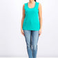 Karen Scott Women's Stud Trim Ladder Neck Top Green Size X-Large