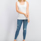 Karen Scott Women's Stud Trim Ladder Neck Top White Size Medium