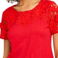 Charter Club Women's Cotton Lace Embellished T-Shirt Red Size Medium