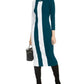 INC International Concepts Women's Color blocked Sweater Dress Green Size Petite Medium