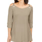 JM Collection Women's Grommet Cold-Shoulder Tunic Beigekhaki Size Small
