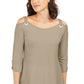 JM Collection Women's Grommet Cold-Shoulder Tunic Beigekhaki Size Small