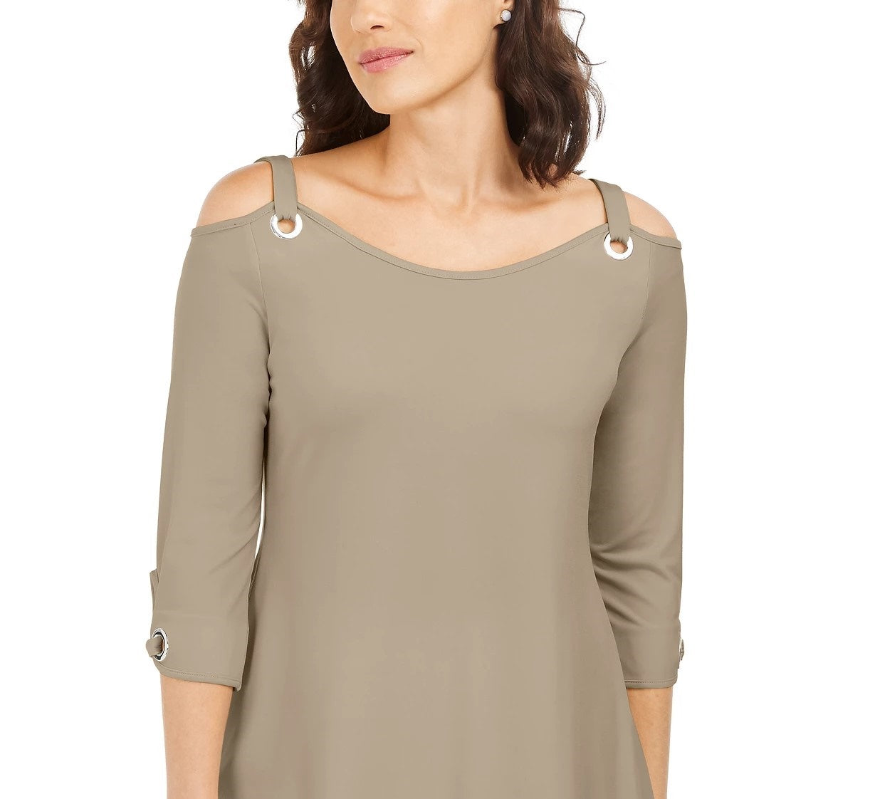 JM Collection Women's Grommet Cold-Shoulder Tunic Beigekhaki Size Small