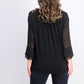 Charter Club Women's Double-Ruffle Textured Pintuck Top Black Size X-Large