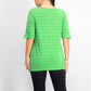 Charter Club Women's Cotton Texture-Striped Elbow-Sleeve Top Green Size Large