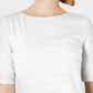 Charter Club Women's Cotton Texture Striped Elbow Sleeve Top White Size Small