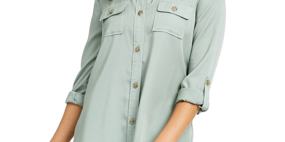 Charter Club Women's Utility Shirt Green Size Medium