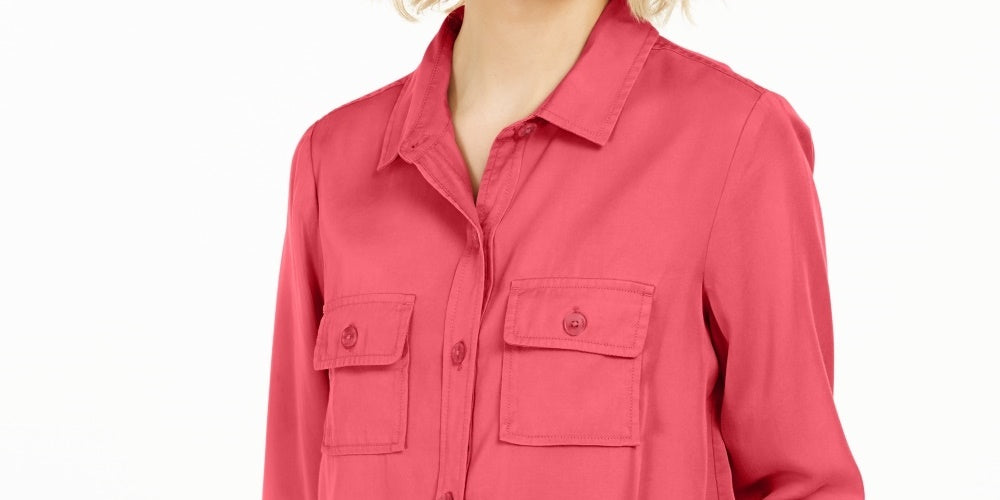 Charter Club Women's Utility Shirt Red Size Large