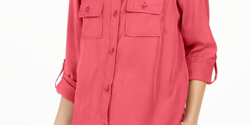 Charter Club Women's Utility Shirt Red Size Large