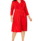 Charter Club Women's V Neck Belted Dress Red Size 4X